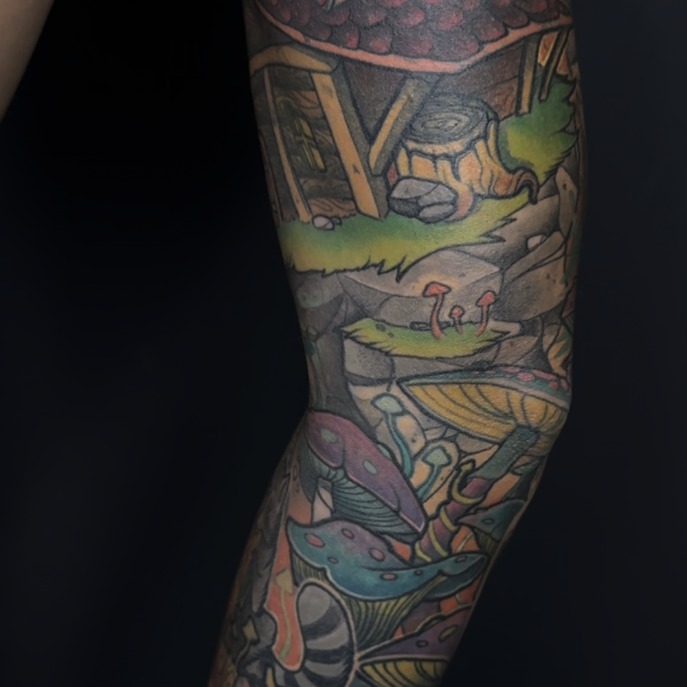 tattoo-color-bosque-setas-duendes