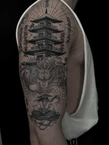 tattoo-japones-dibujo-manga-edificio