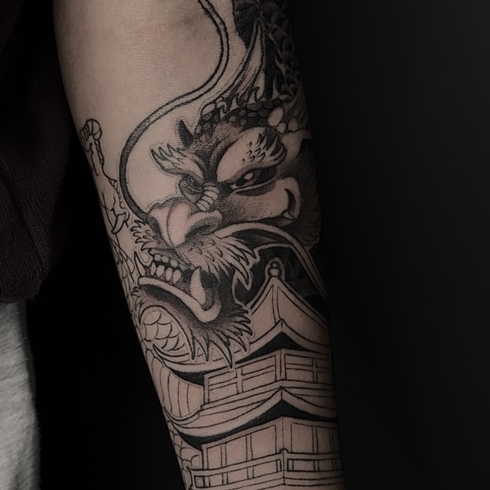 tattoo-japones-dibujo-manga-edificio-japones-mas-dragon
